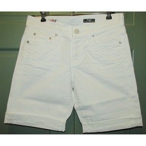 Red Engine Women's White Renegade Button Fly Boy Short Distressed Shorts Size 24
